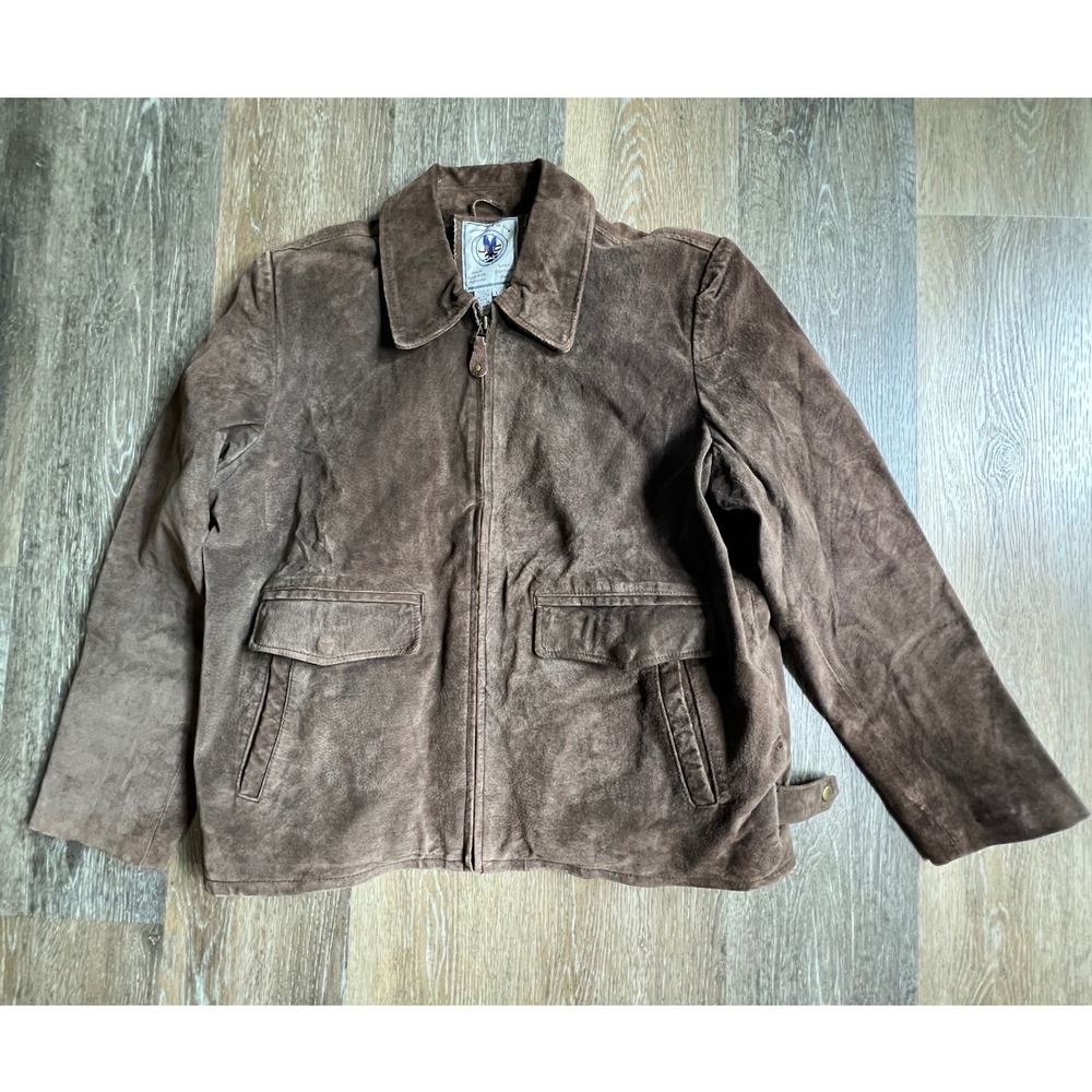 American Classics JLC Suede Bomber Jacket Mens Large Brown Quilted Flight Coat
